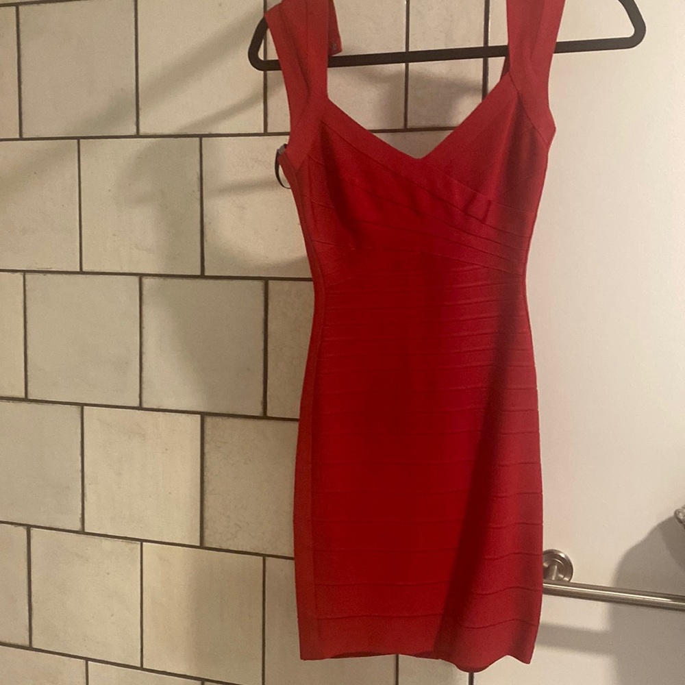 Herve Leger fitted red dress